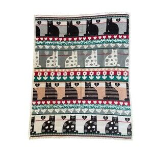 Vintage Crown Crafts Fat Cats Throw Blanket Pat Meyers 1987 Cat Lover Whimsical